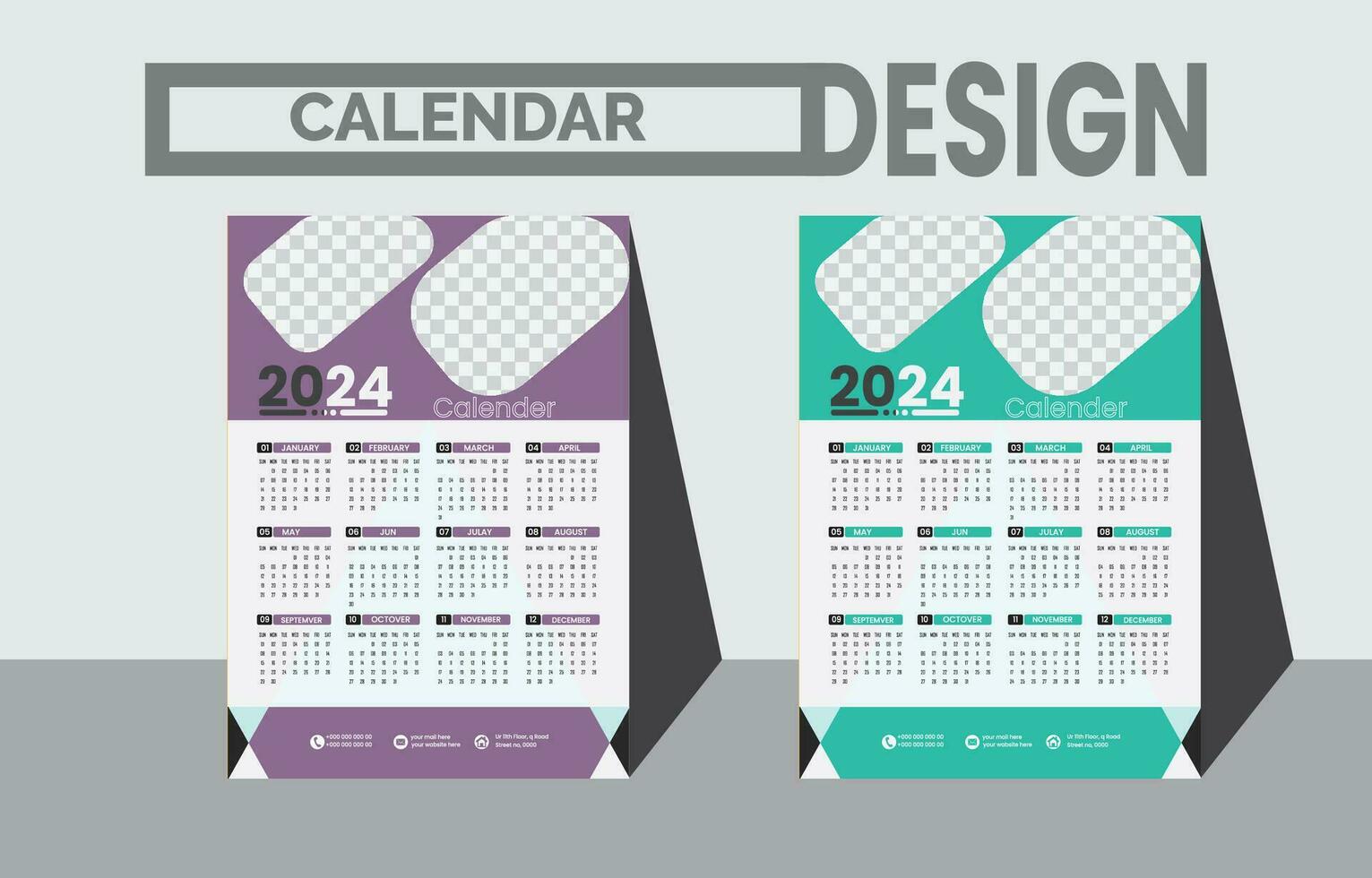 calendario 2024 semana comienzo lunes corporativo diseño modelo vector