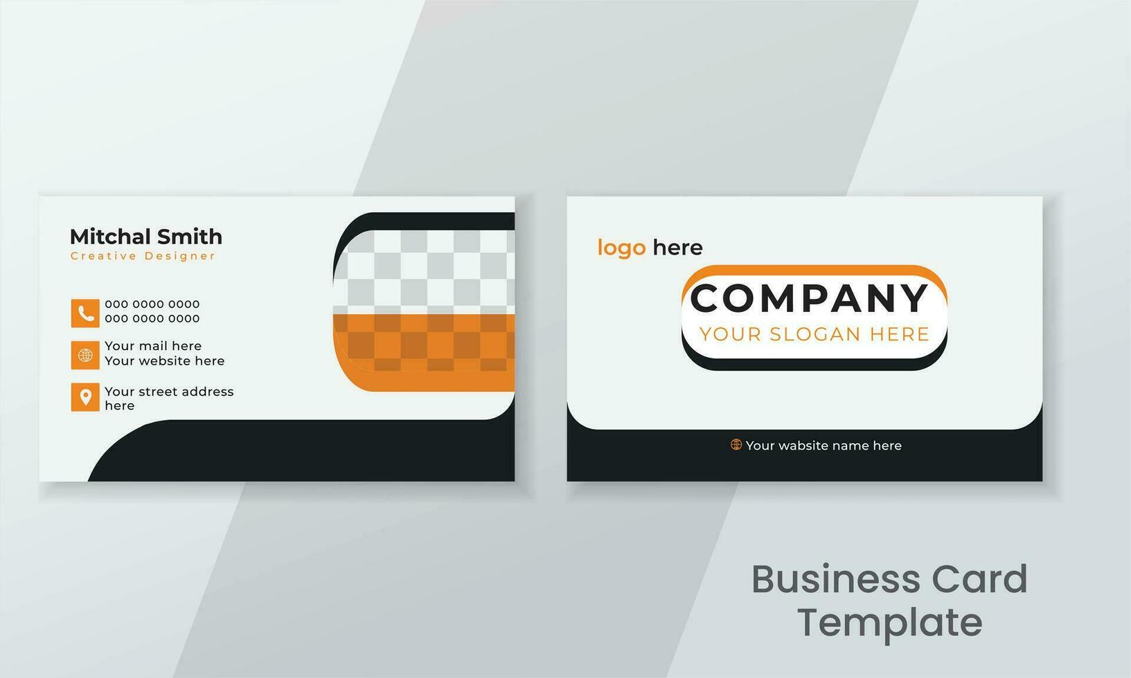 Double sided modern business card  layout.Flat Design Vector Illustration. Stationery Design  Business Card Template.