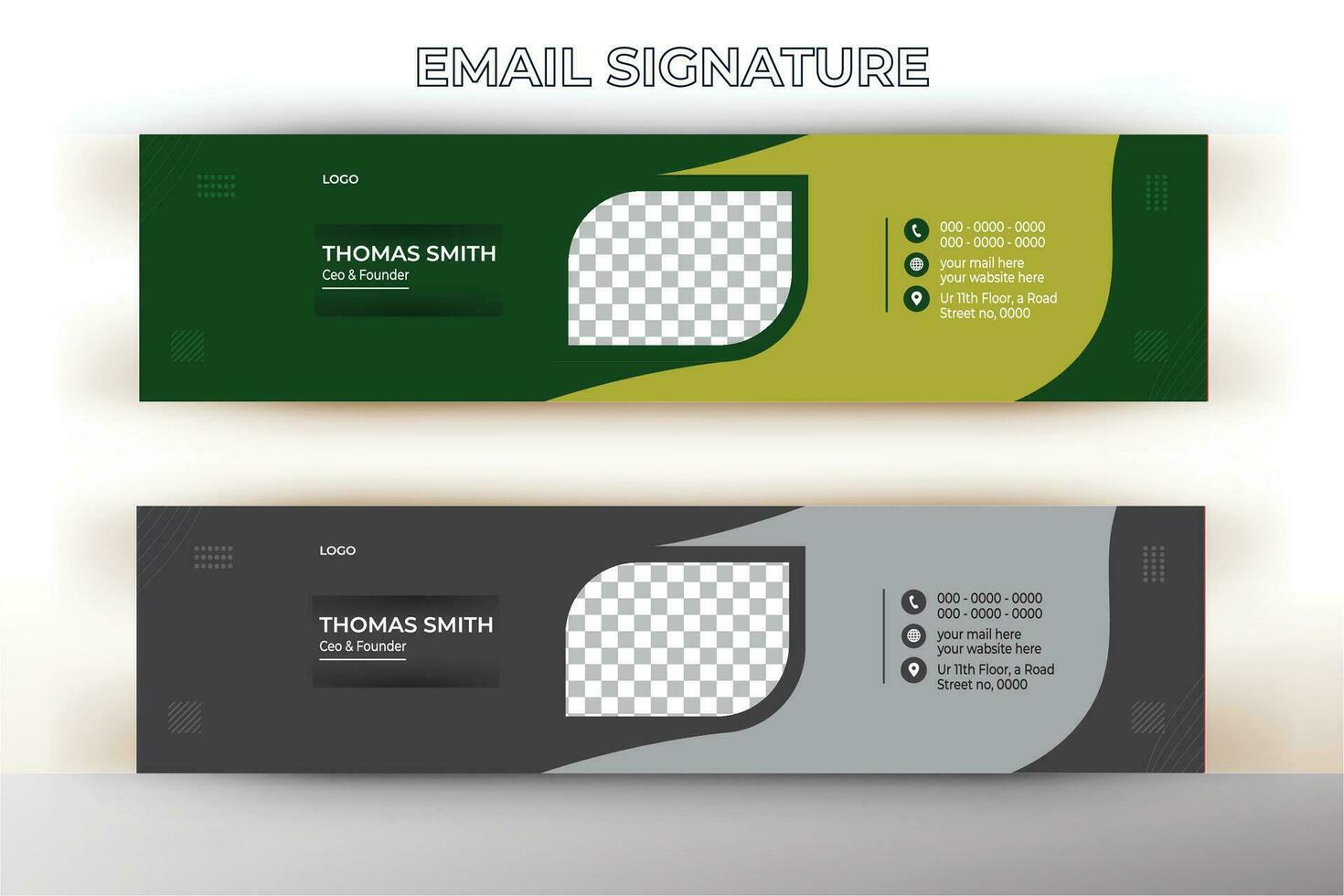 Minimalist email signature template design or email footer and personal social media cover vector