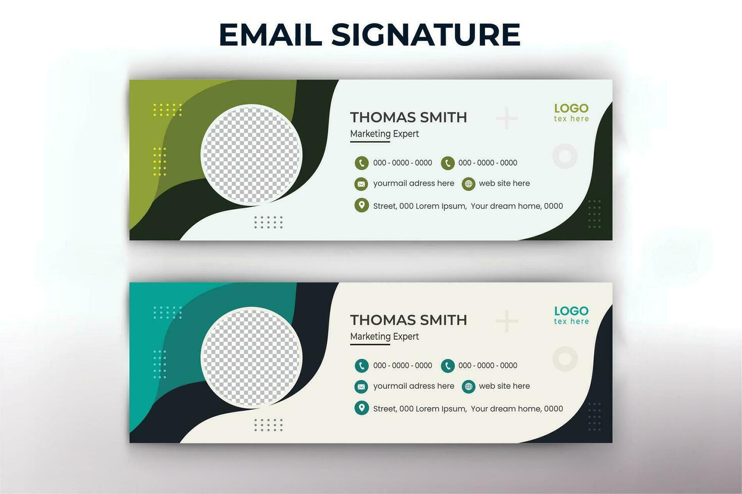 Minimalist email signature template design or email footer and personal social media cover vector