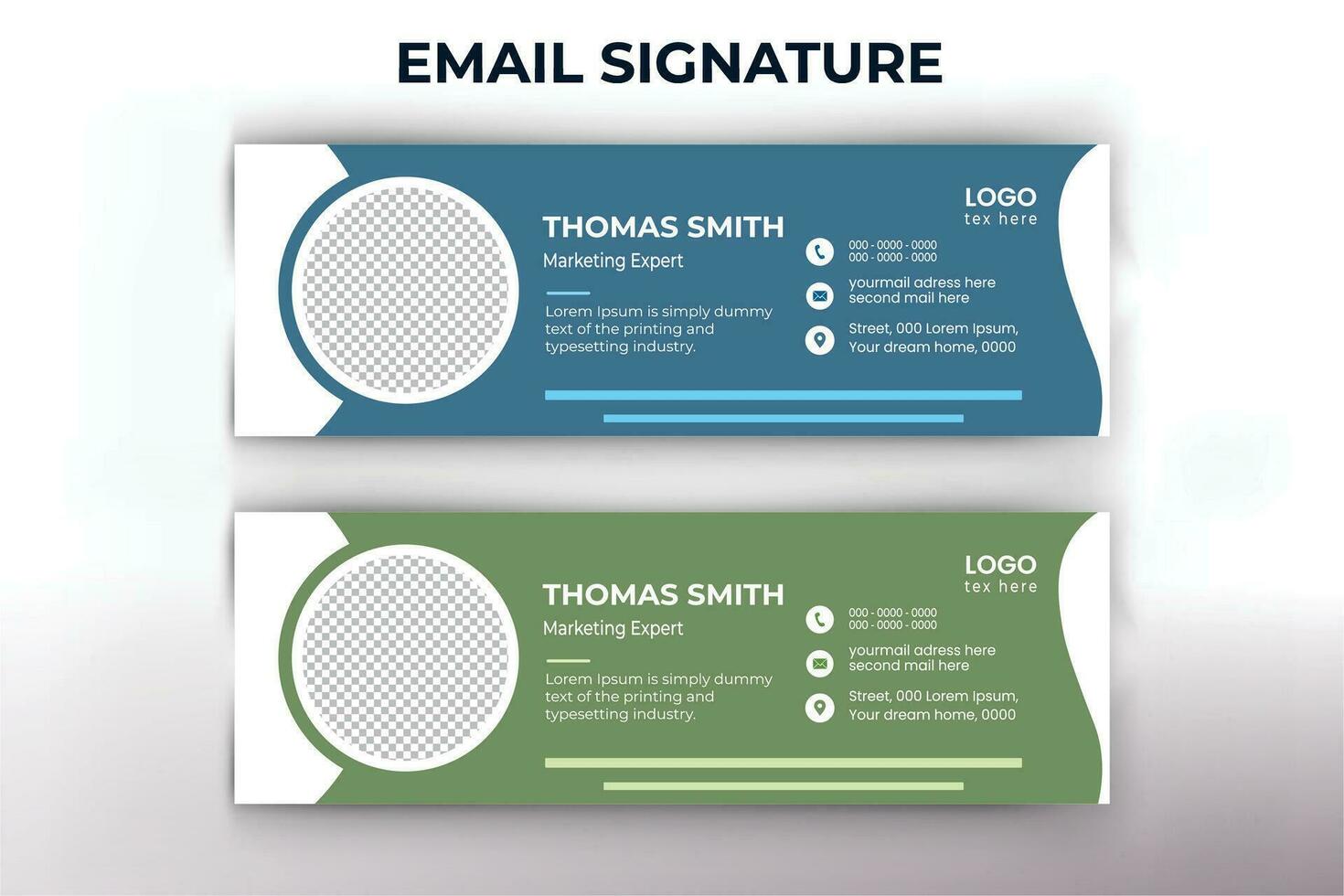 Minimalist email signature template design or email footer and personal social media cover vector