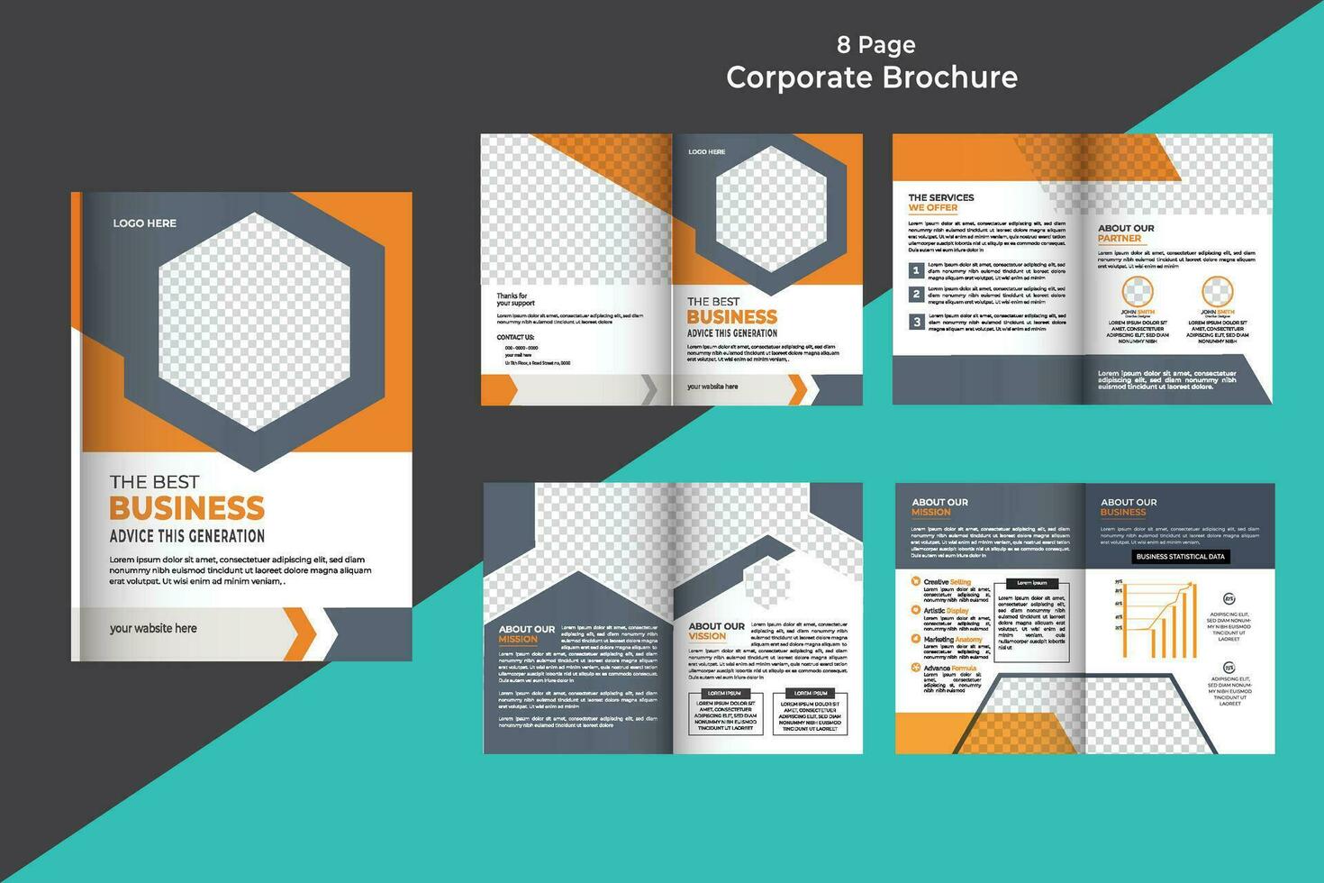 8 Page Bi-fold Brochure Template Design vector