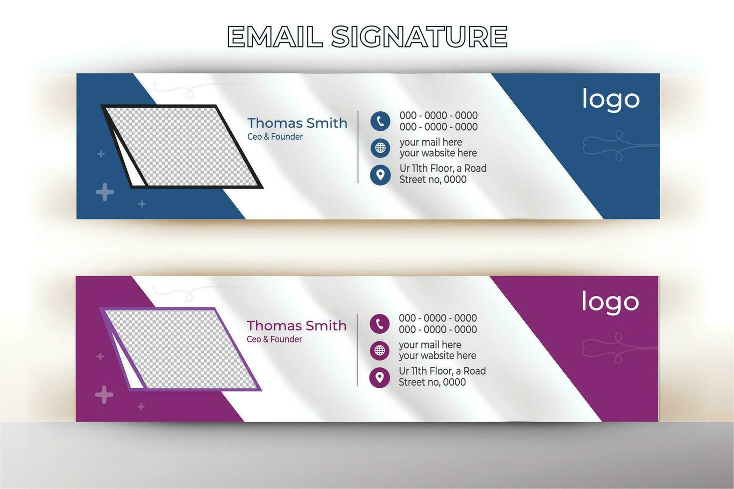 Minimalist email signature template design or email footer and personal social media cover vector