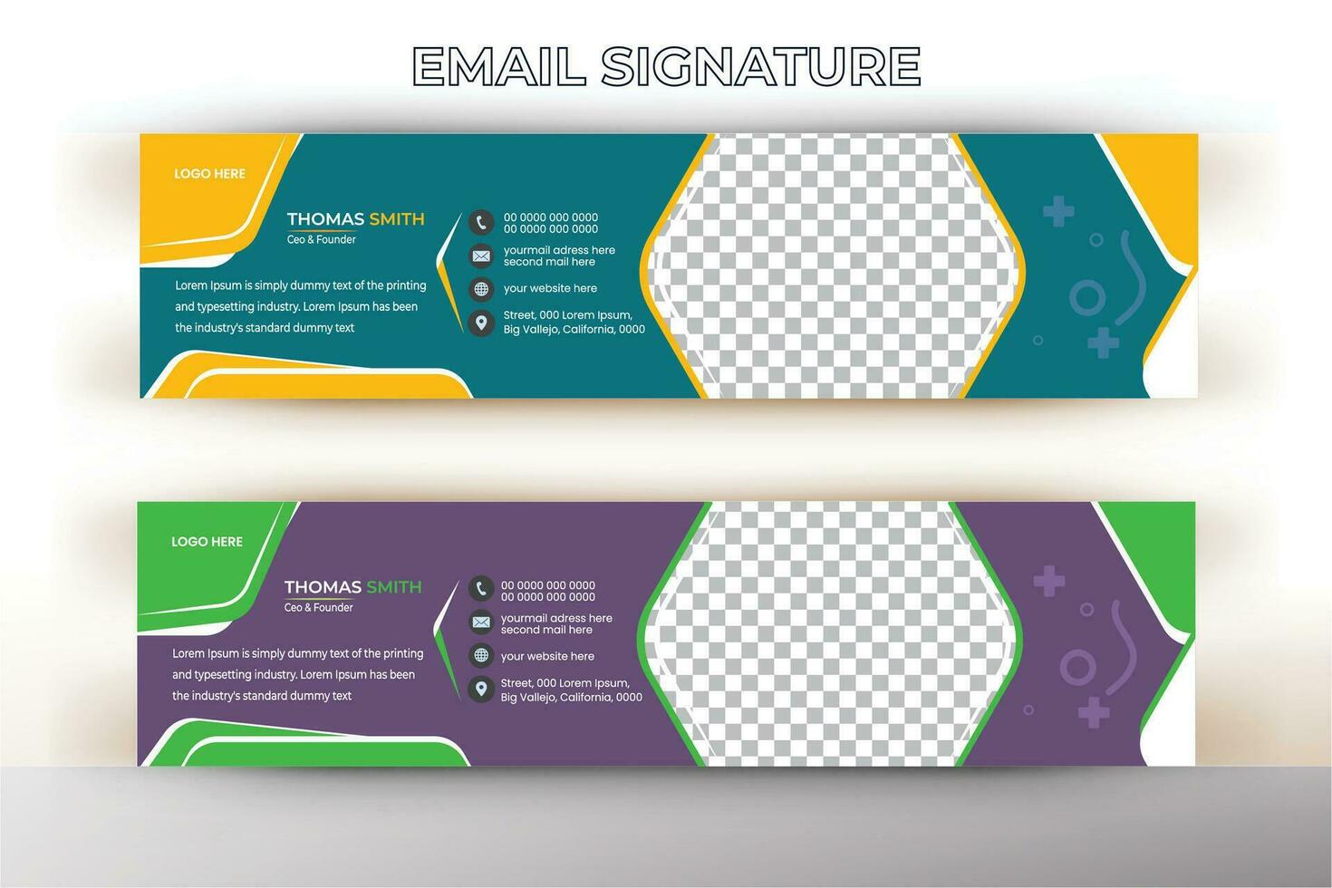 diseño de plantilla de firma de correo electrónico minimalista o pie de página de correo electrónico y portada personal de redes sociales vector