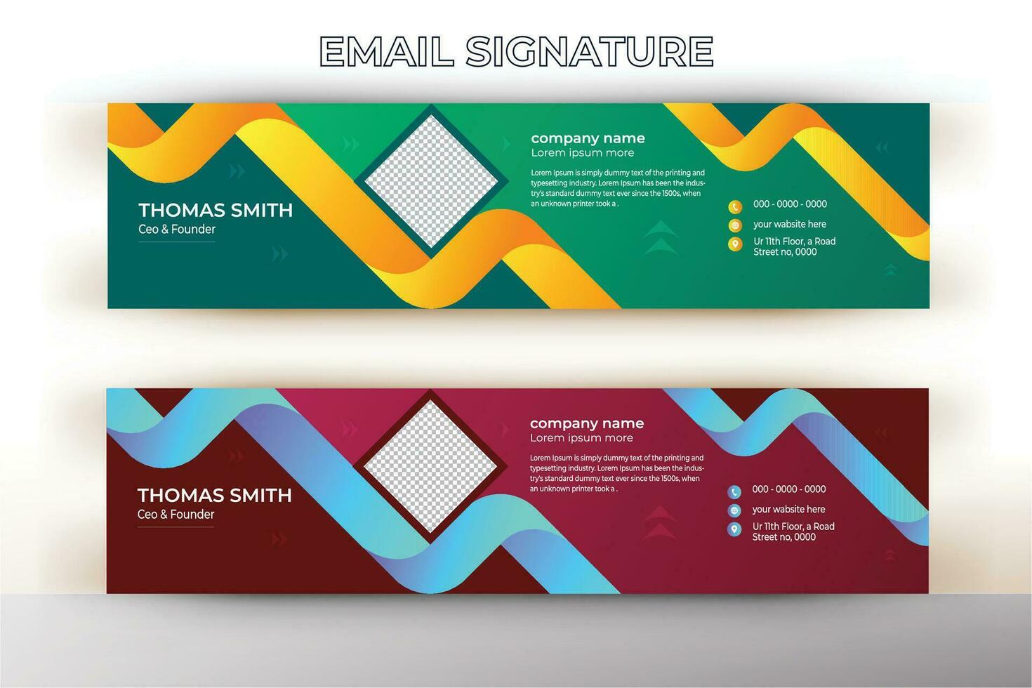Minimalist email signature template design or email footer and personal social media cover vector