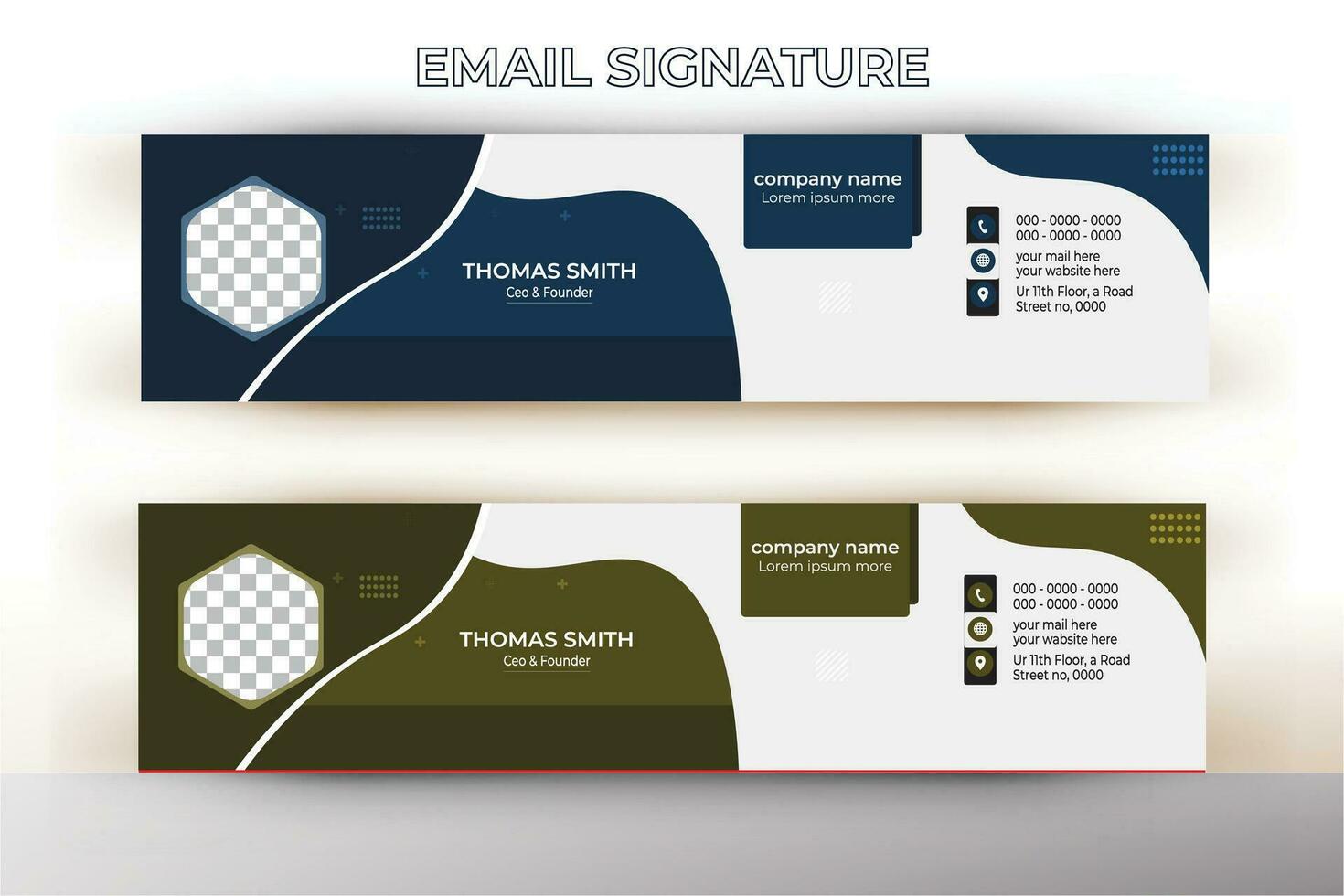 diseño de plantilla de firma de correo electrónico minimalista o pie de página de correo electrónico y portada personal de redes sociales vector