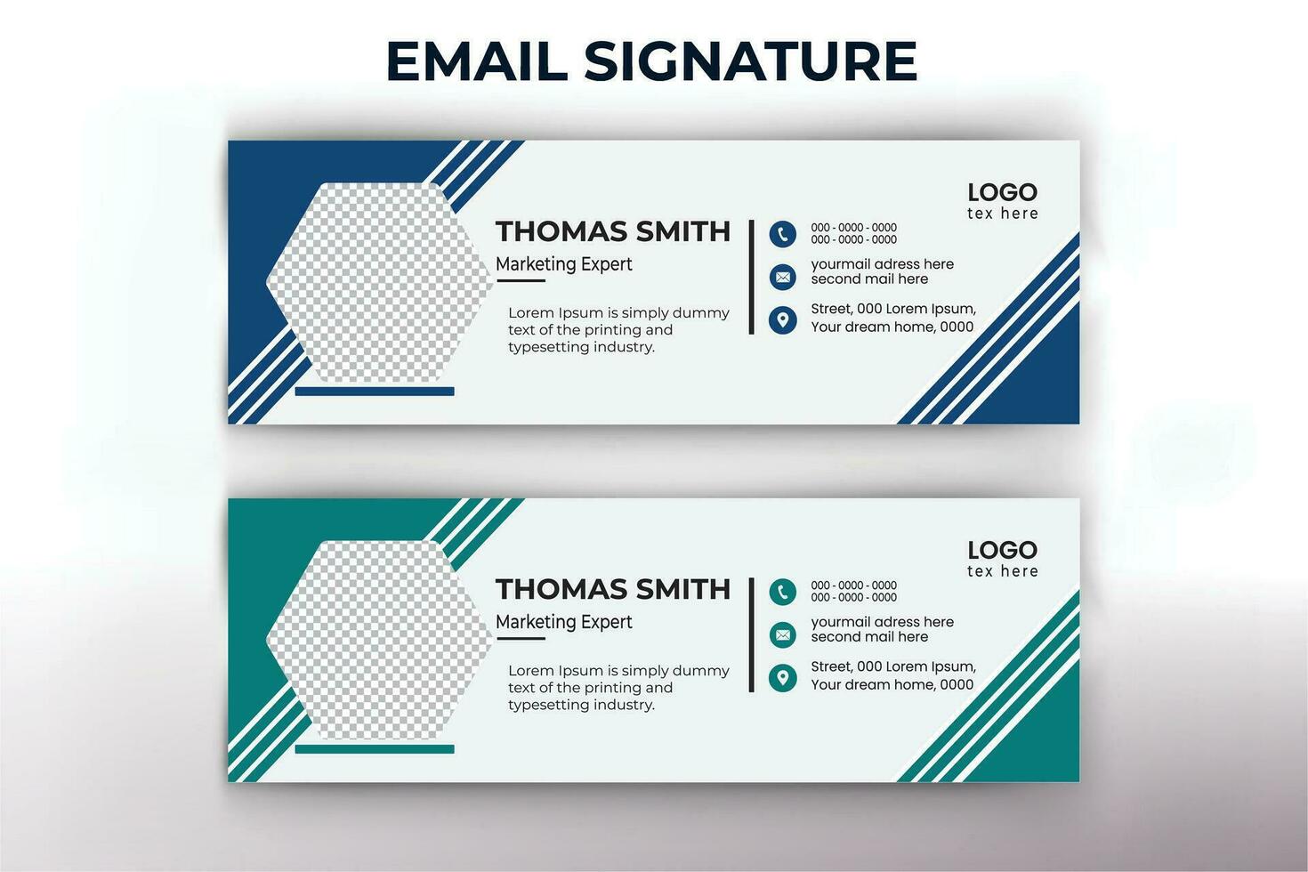 Minimalist email signature template design or email footer and personal social media cover vector