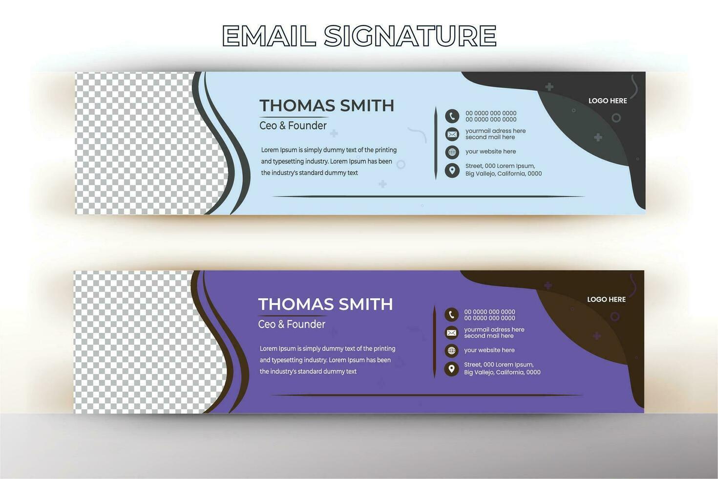 Minimalist email signature template design or email footer and personal social media cover vector