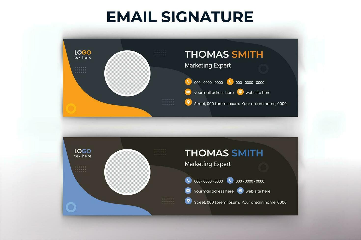 Minimalist email signature template design or email footer and personal social media cover vector