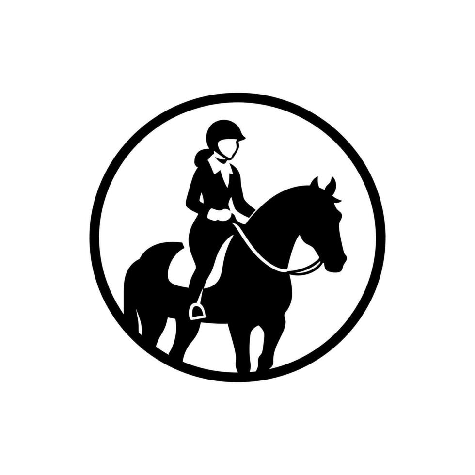 Girl During Horseback Riding Lesson icon isolated on white background vector