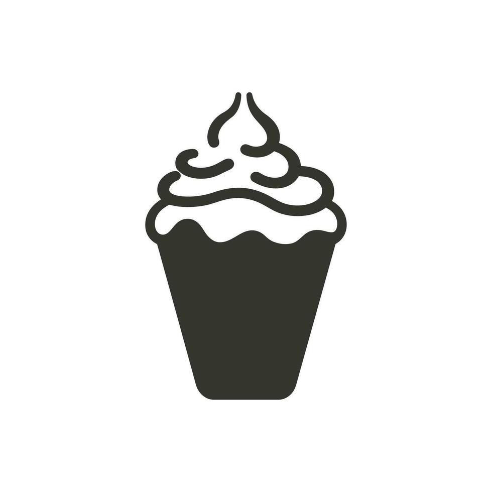 Cream Sundae Icon on White Background - Simple Vector Illustration