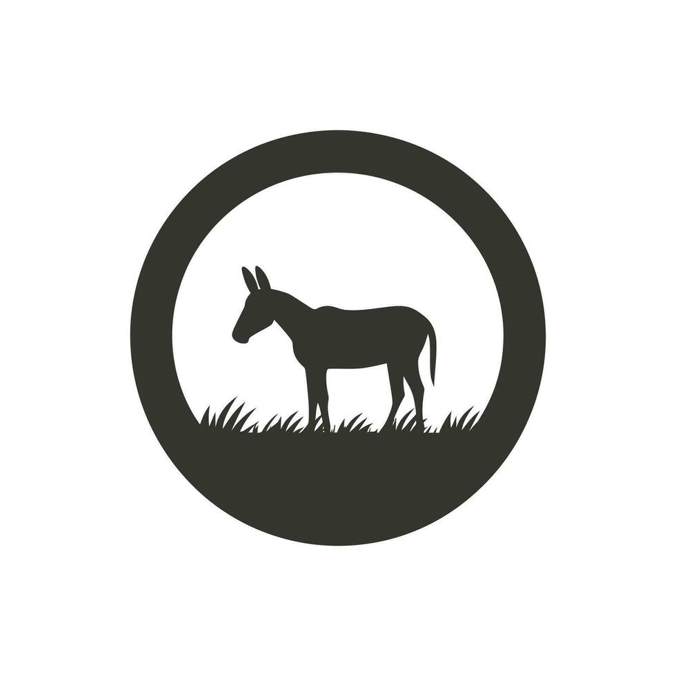 Donkey in field Icon on White Background - Simple Vector Illustration