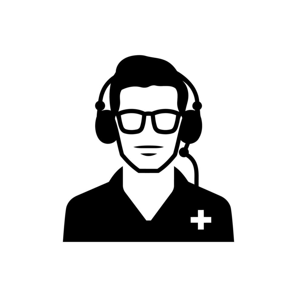 Medical call center operator icon on white background vector