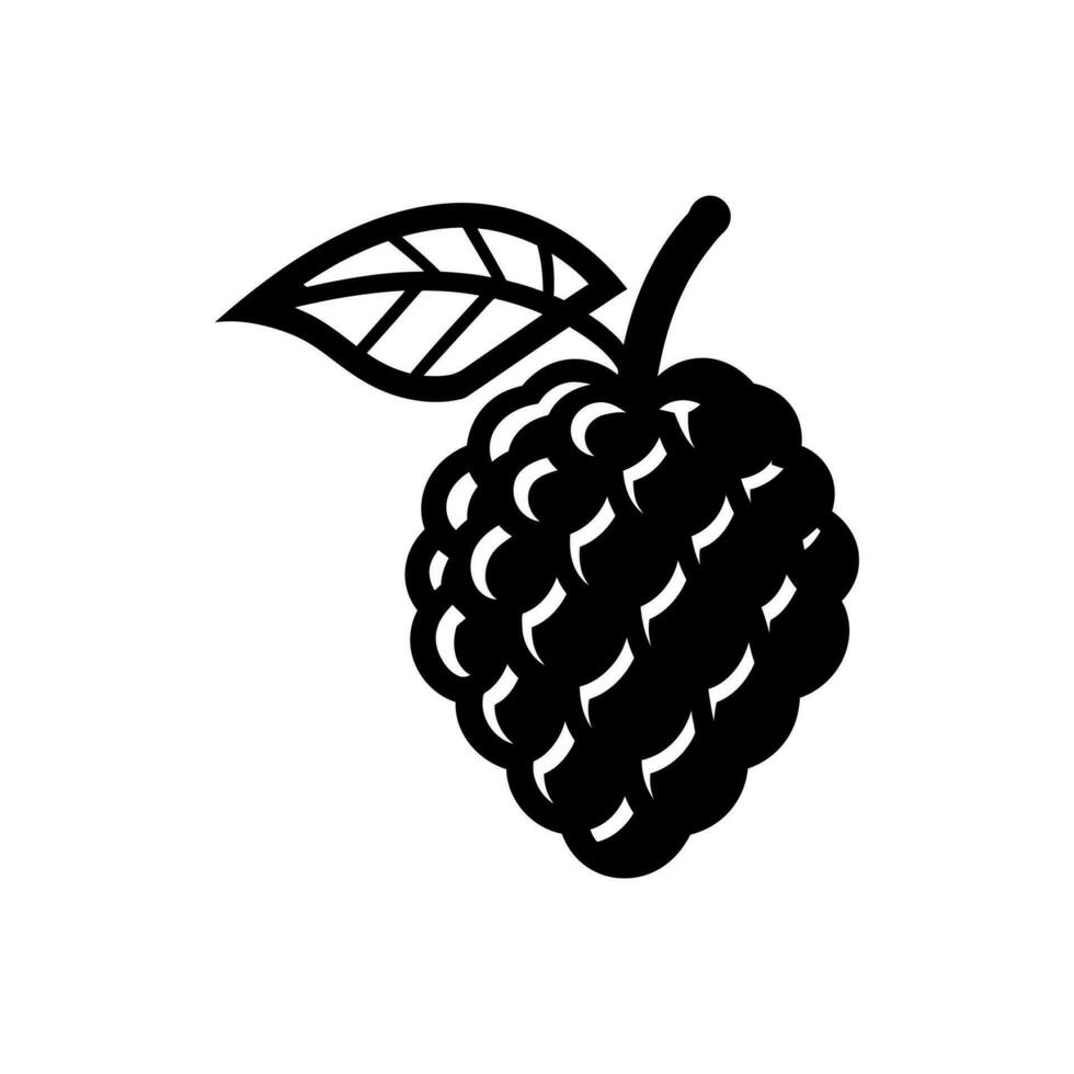 Raspberry with leaves icon isolated on white background vector