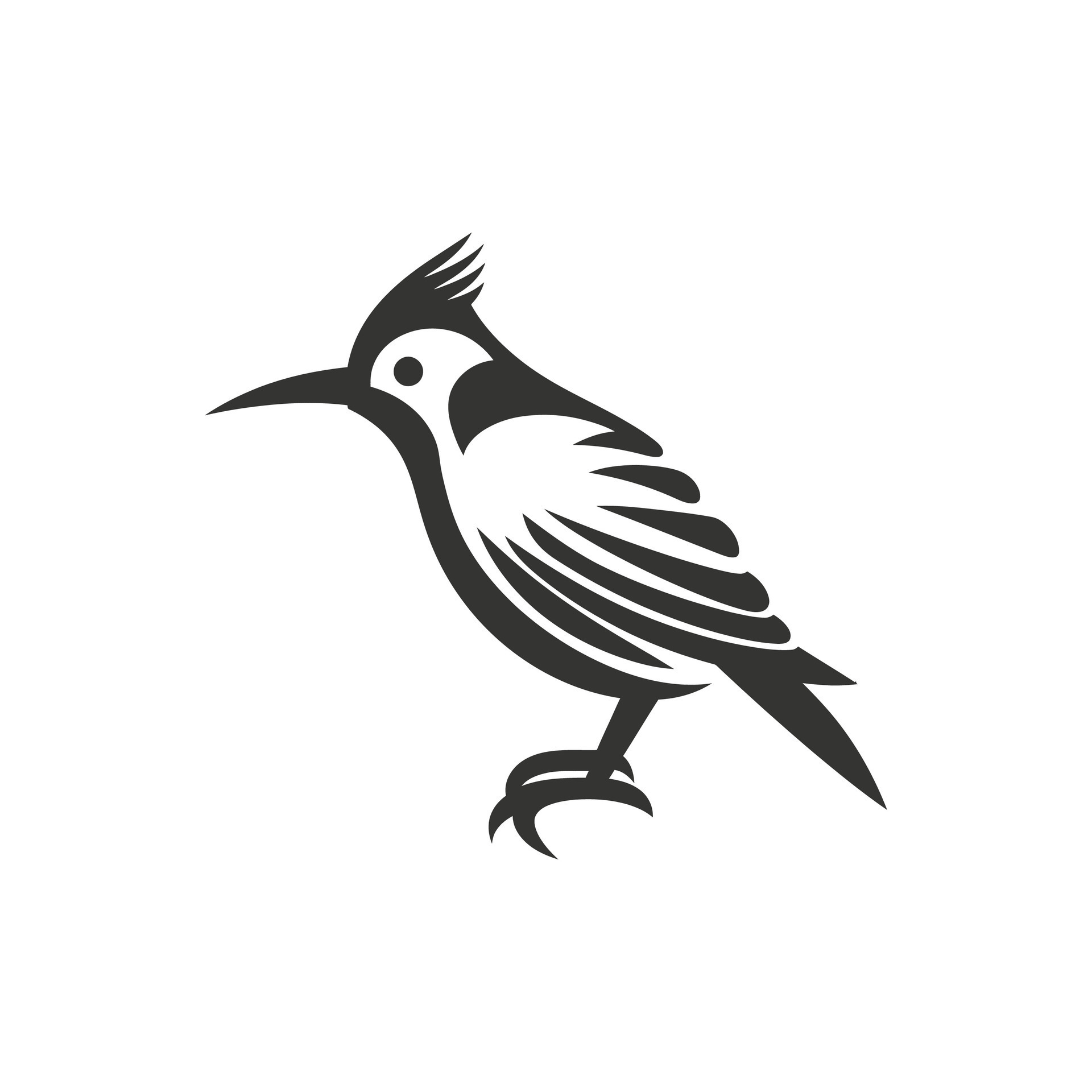 Hoopoe bird Icon on White Background Simple Vector Illustration