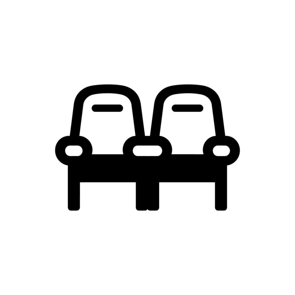 frente fila asientos icono en blanco antecedentes - sencillo vector ilustración