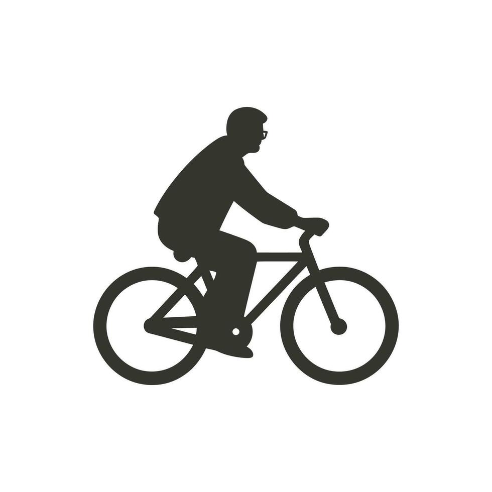 mayor ciudadano montando un bicicleta icono en blanco antecedentes - sencillo vector ilustración