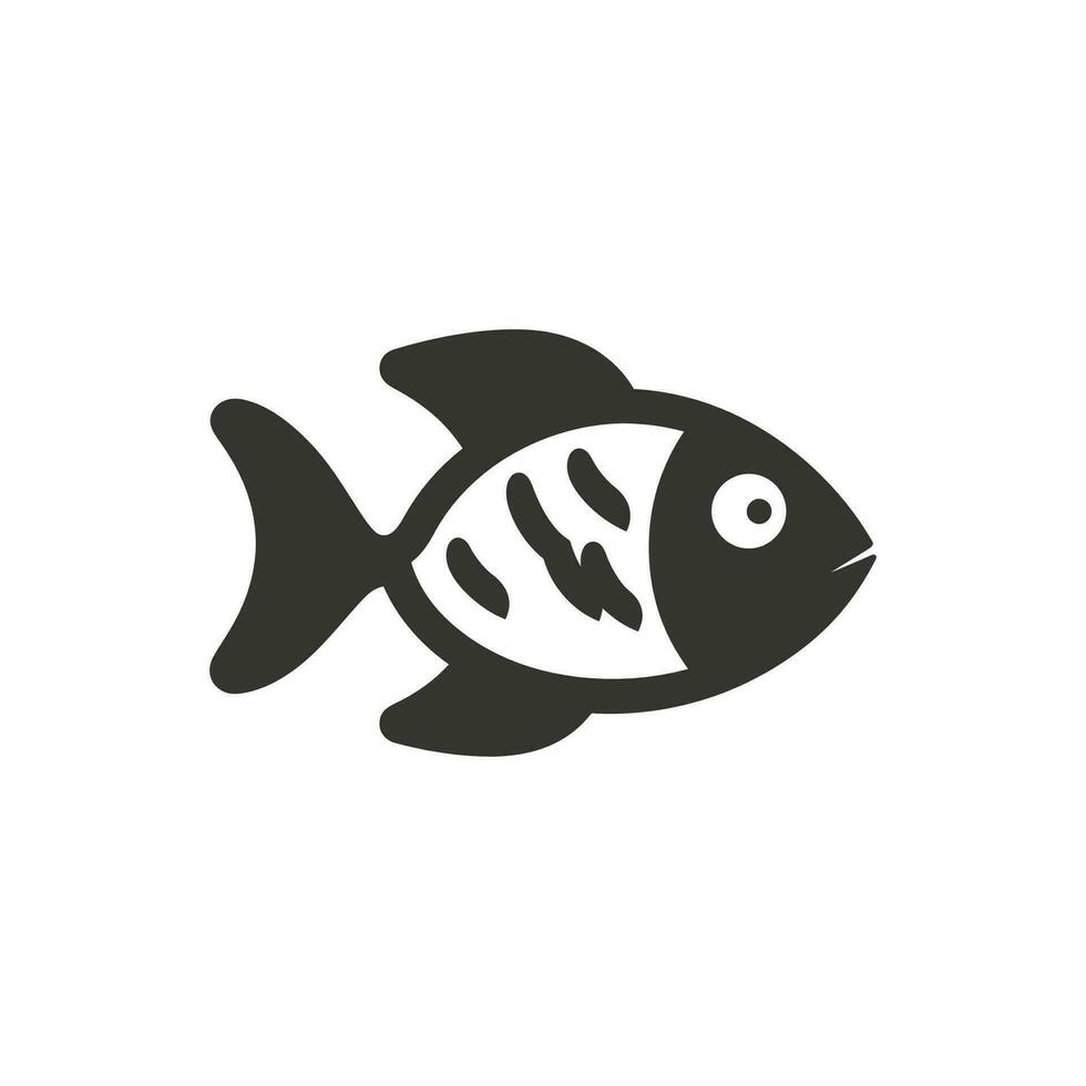 Fish Icon on White Background - Simple Vector Illustration