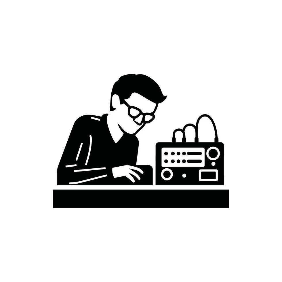 Electronic Engineer Icon on White Background - Simple Vector Illustration