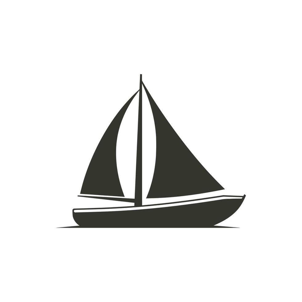 Sailboat Icon on White Background - Simple Vector Illustration