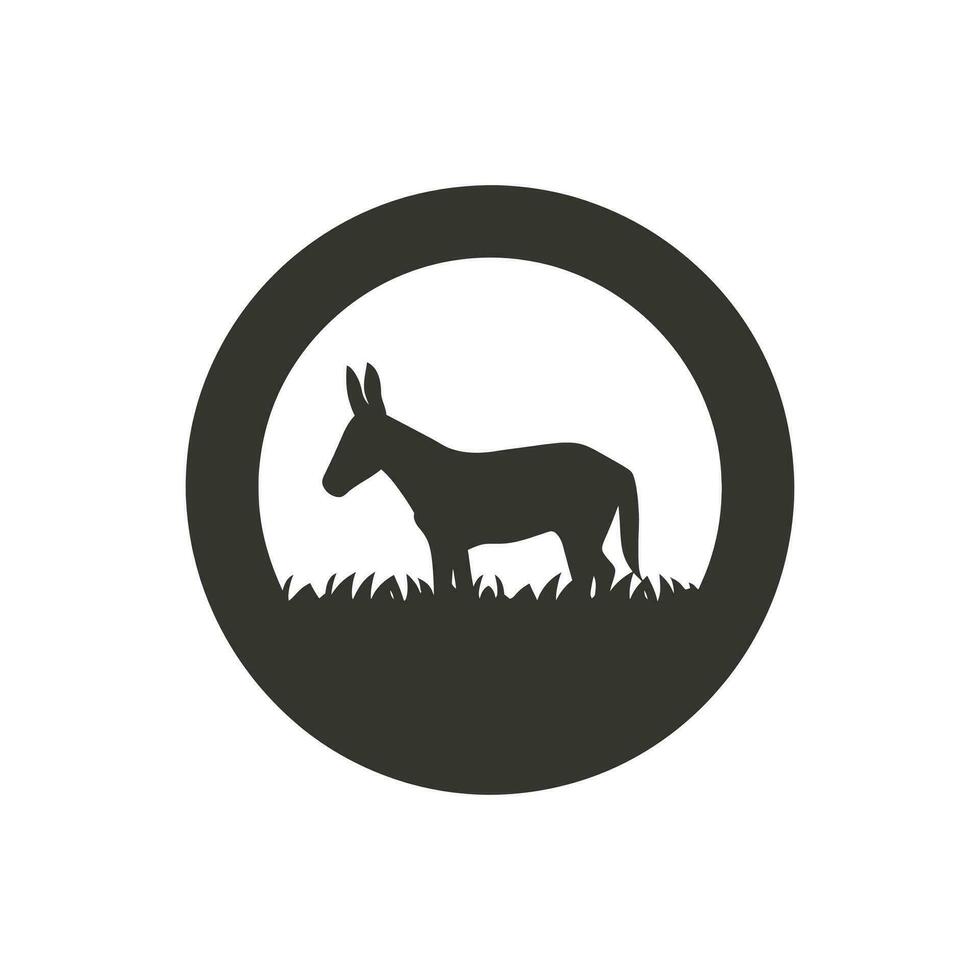 Donkey in field Icon on White Background - Simple Vector Illustration