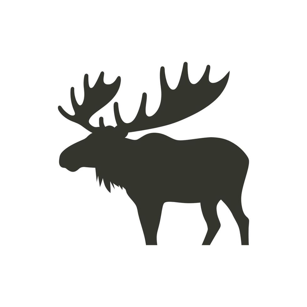 Moose Icon on White Background - Simple Vector Illustration