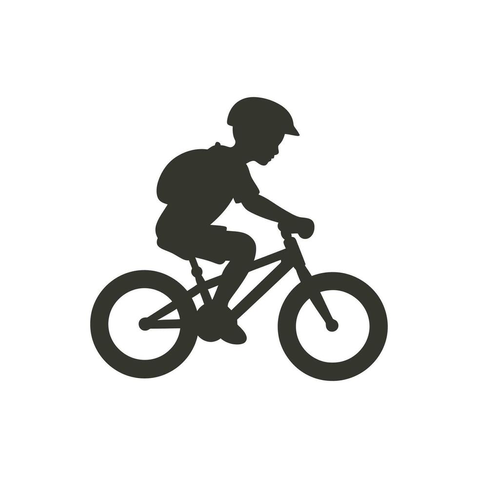 A boy riding a bicycle Icon on White Background - Simple Vector Illustration