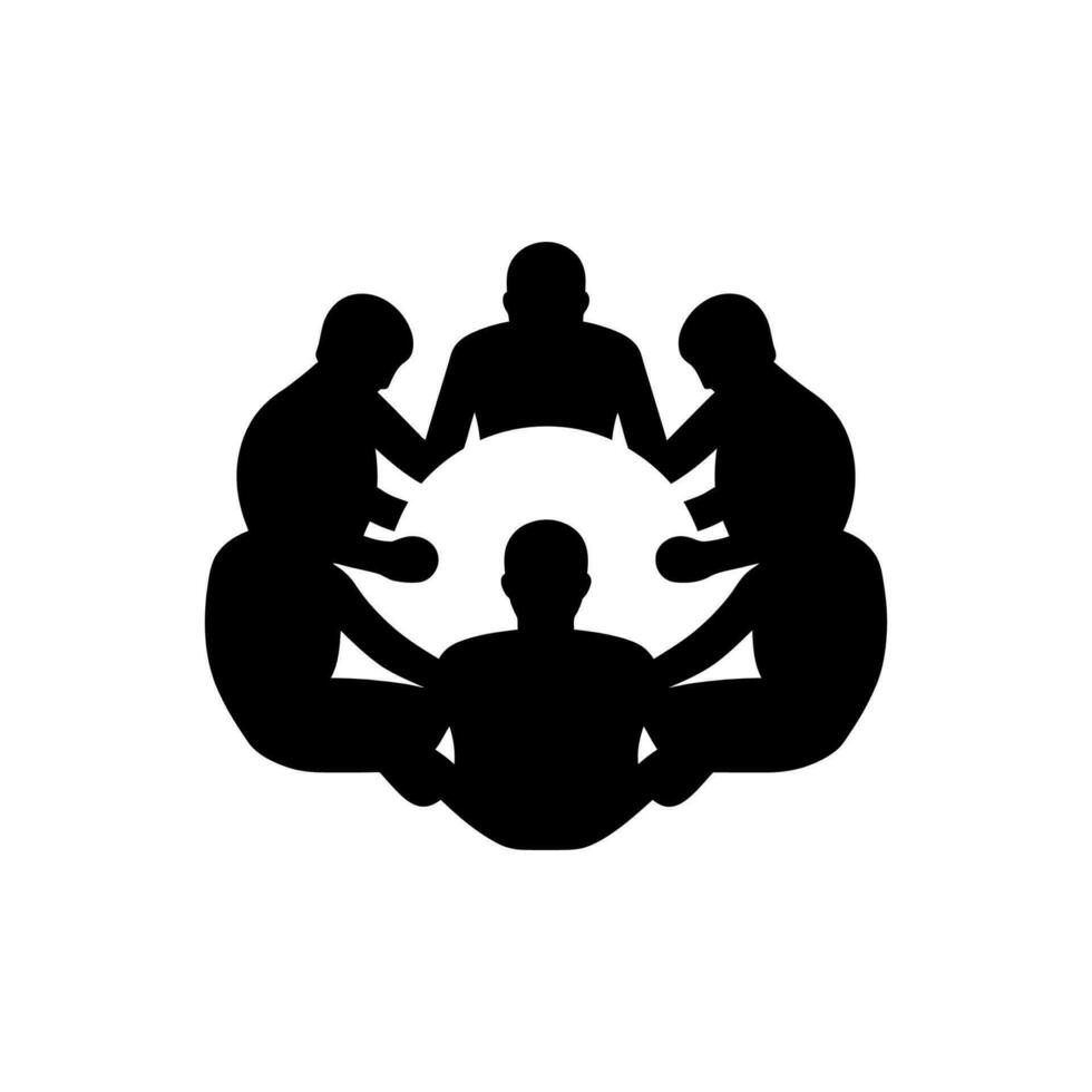 Team Huddle Icon on White Background - Simple Vector Illustration