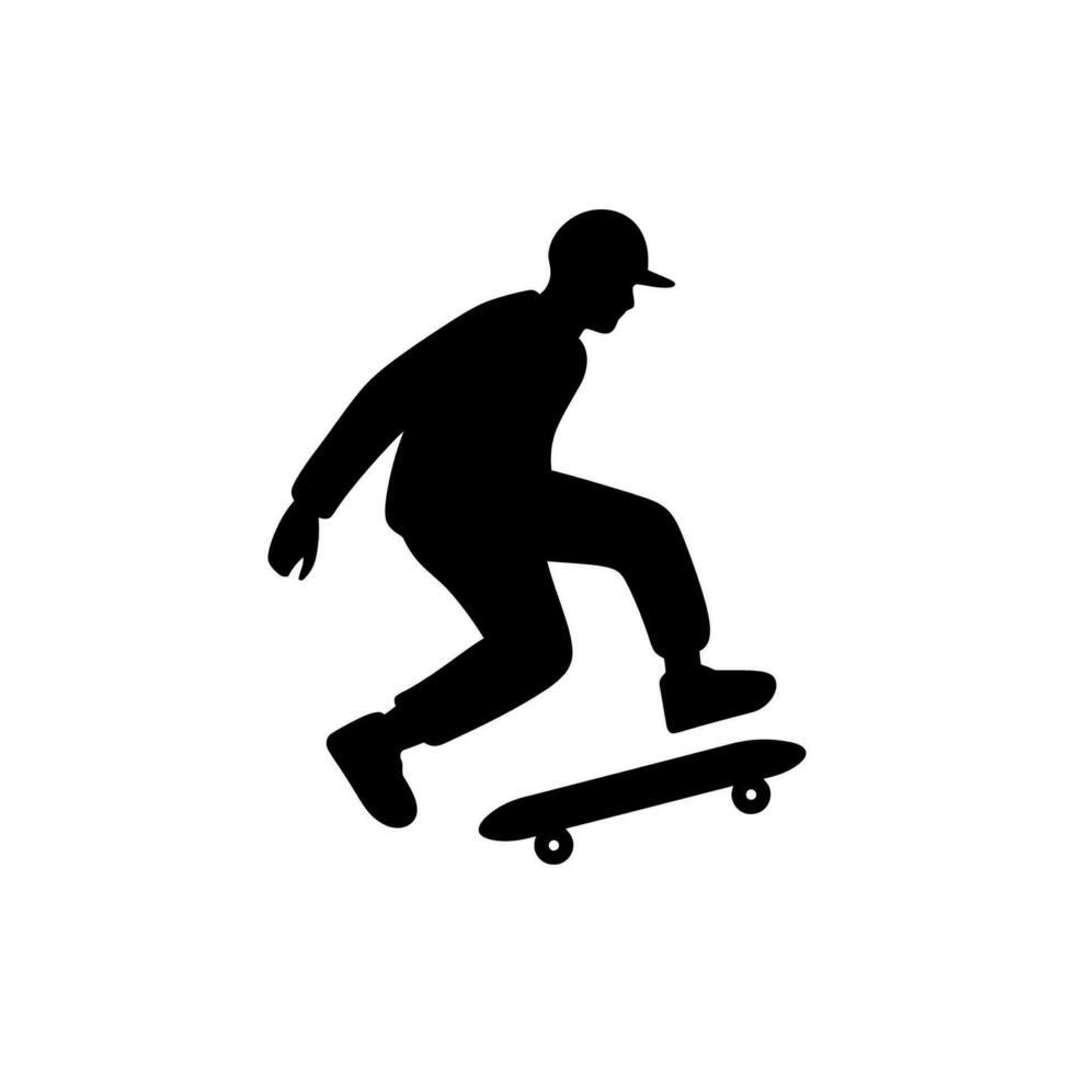 Skateboarding Icon on White Background - Simple Vector Illustration