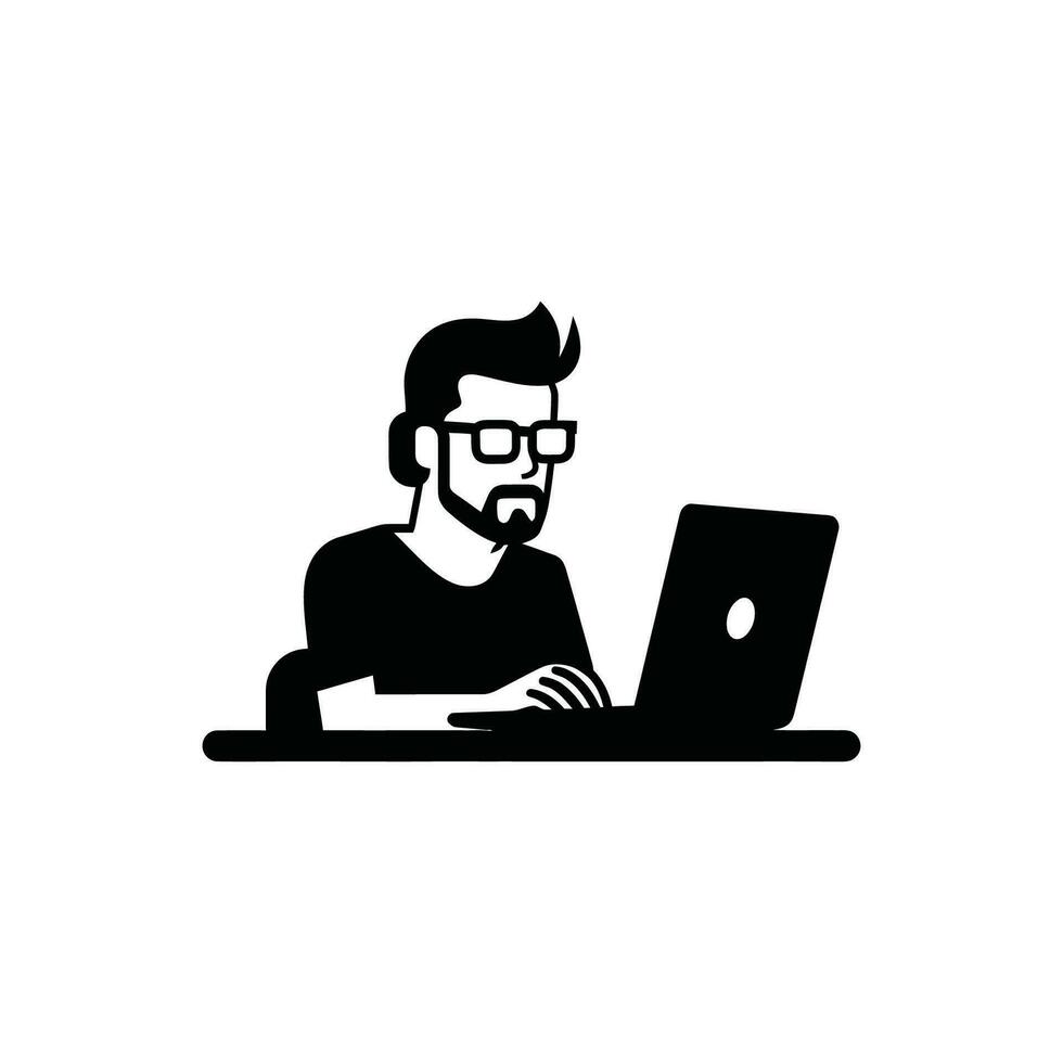 Computer Programmer Icon on White Background - Simple Vector Illustration