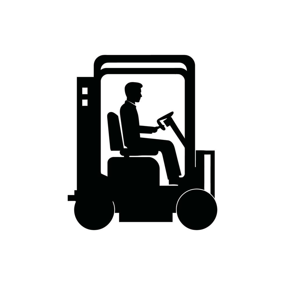 Forklift Operator Icon on White Background - Simple Vector Illustration