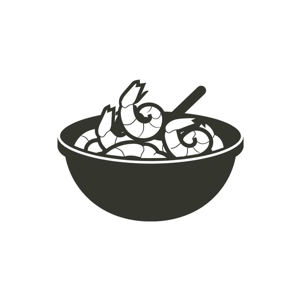 Shrimp Stir Fry Icon on White Background - Simple Vector Illustration