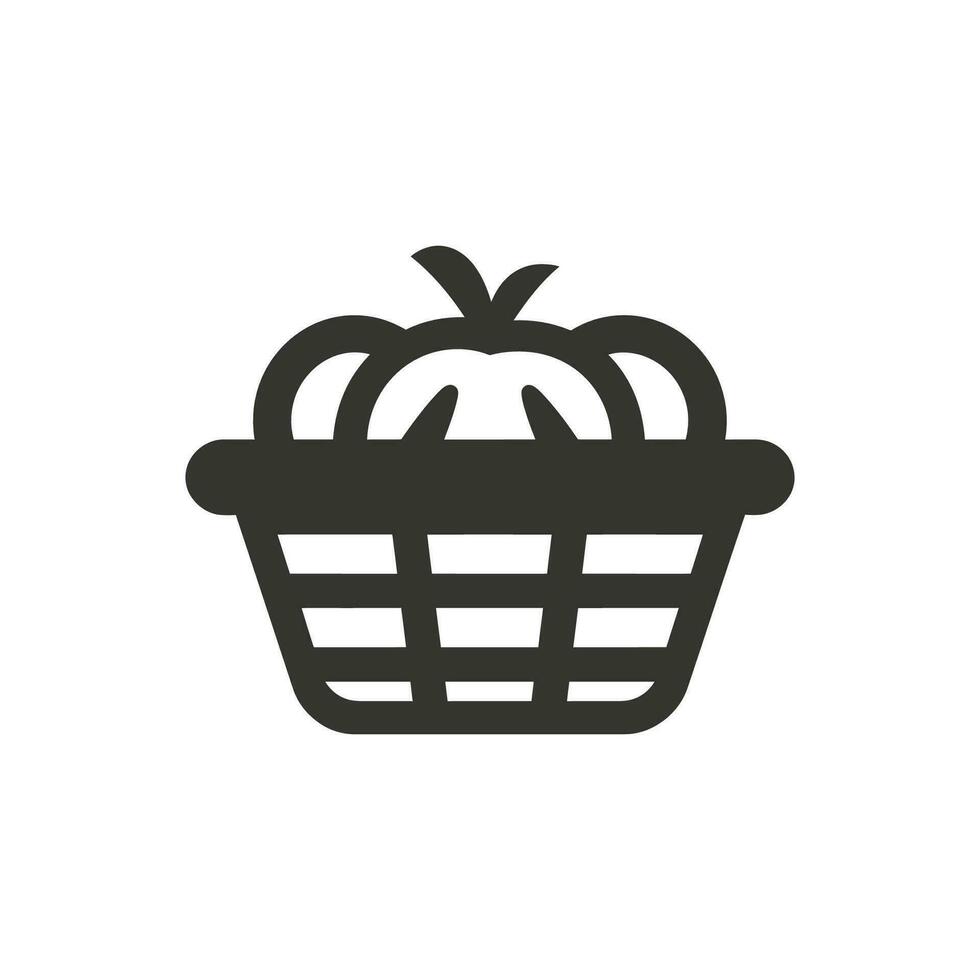 Fruit Basket Icon on White Background - Simple Vector Illustration