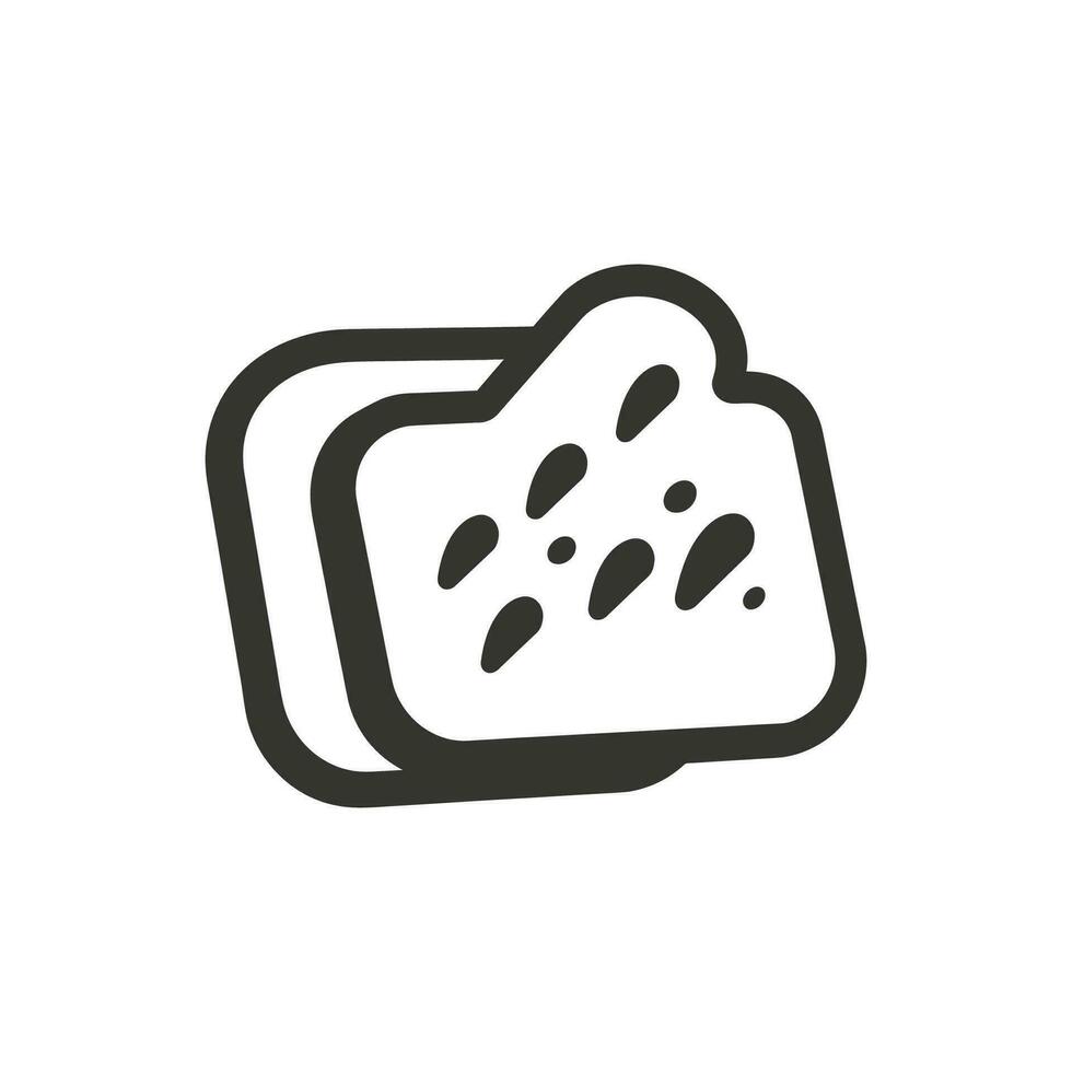 untado con mantequilla brindis icono en blanco antecedentes - sencillo vector ilustración
