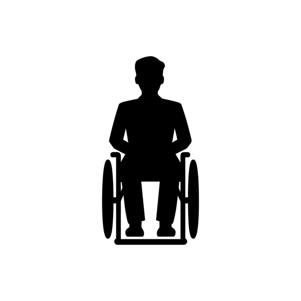 silla de ruedas con paciente icono en blanco antecedentes vector