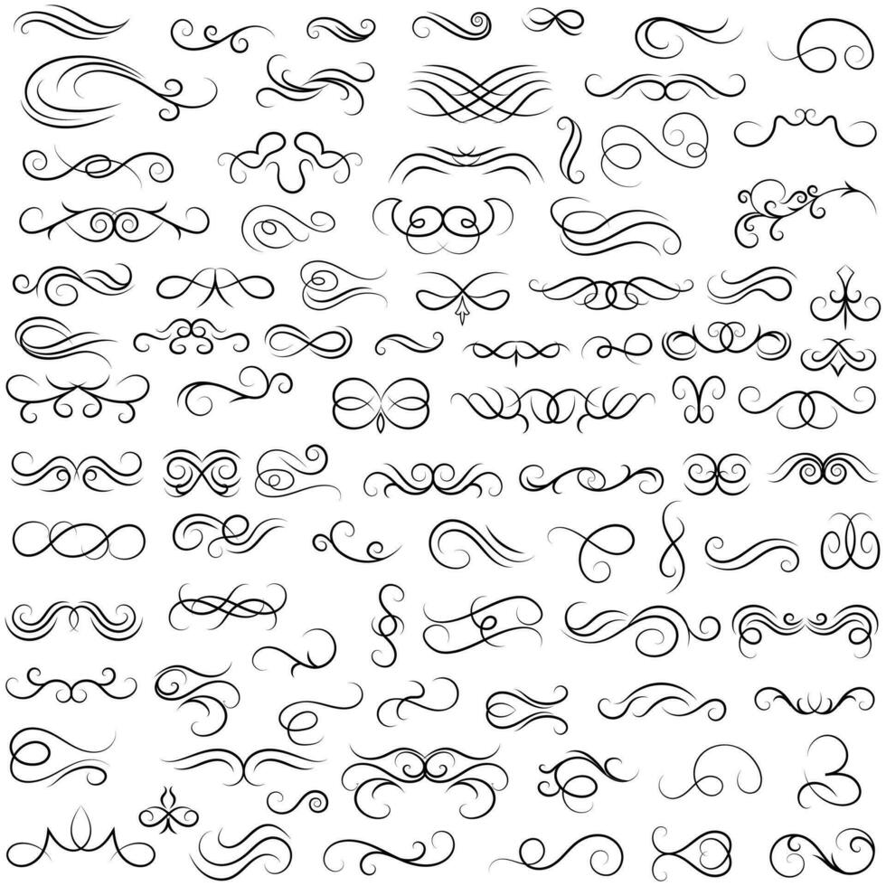 Vector graphic elements for design vector elements. Swirl elements decorative illustration. Classic calligraphy swirls, greeting cards, wedding invitations, royal certificates and graphic design.