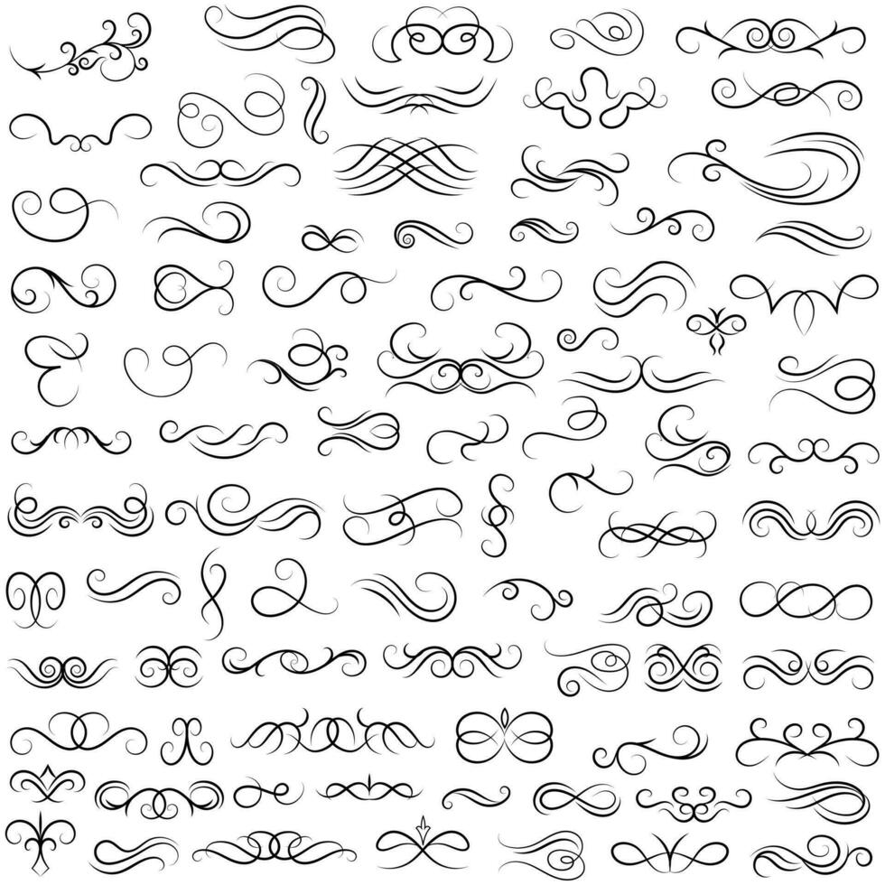 Vector graphic elements for design vector elements. Swirl elements decorative illustration. Classic calligraphy swirls, greeting cards, wedding invitations, royal certificates and graphic design.