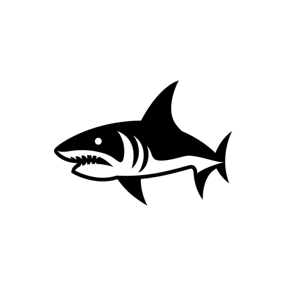 White shark Icon on White Background - Simple Vector Illustration