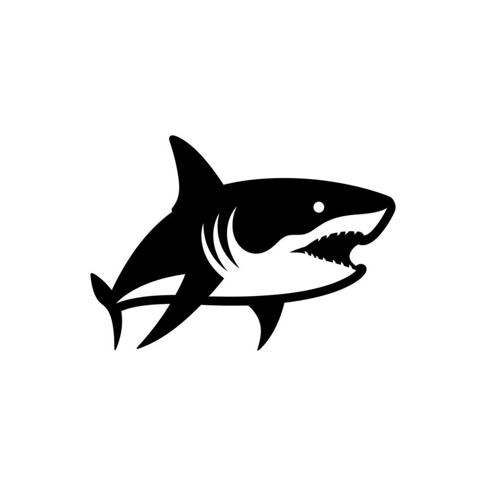 White shark Icon on White Background - Simple Vector Illustration