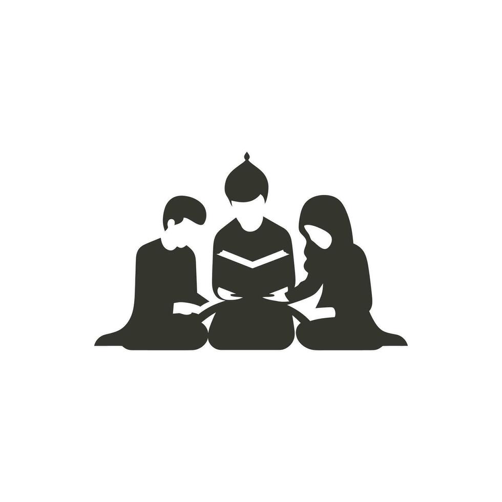 A family reading the Quran icon - Simple Vector Illustration