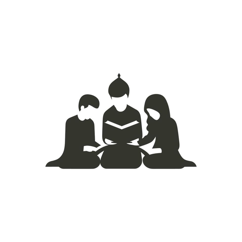 un familia leyendo el Corán icono - sencillo vector ilustración