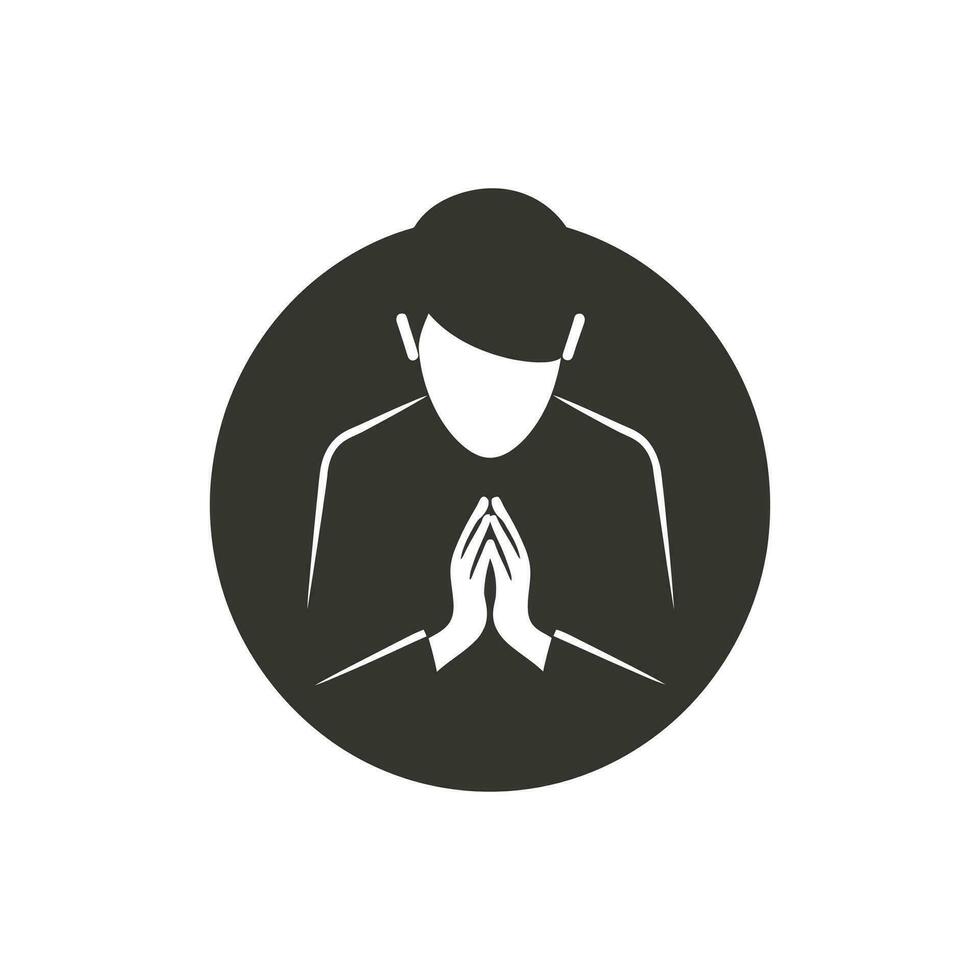 A person praying at night icon - Simple Vector Illustration