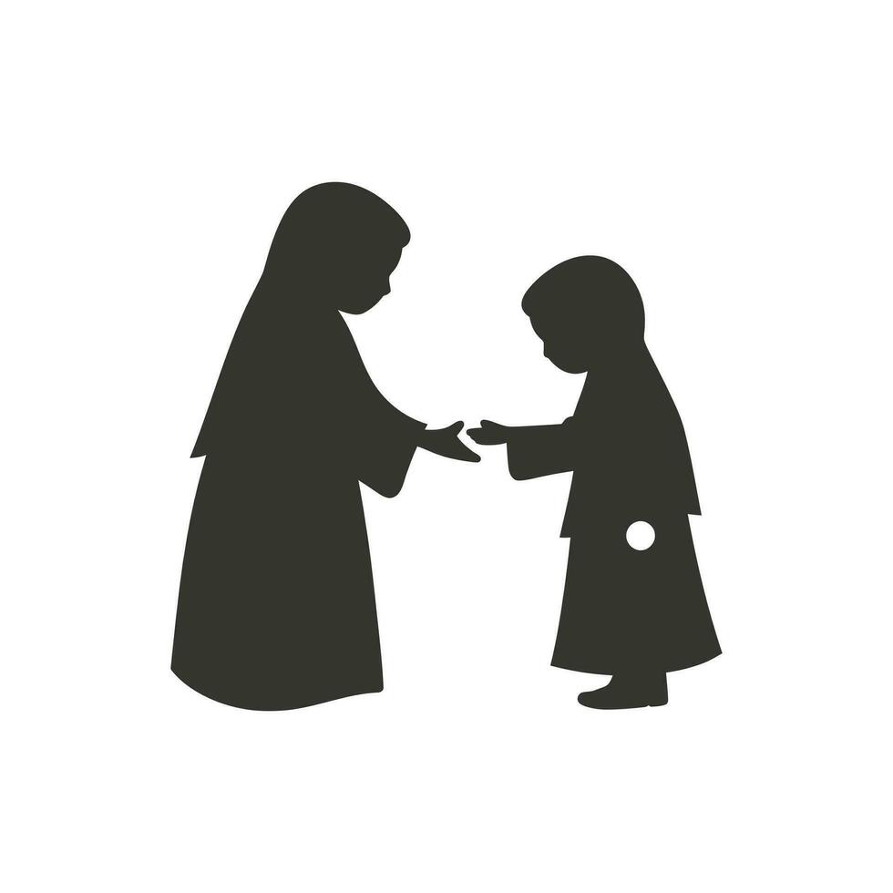 Two Muslim children playing icon - Simple Vector Illustration