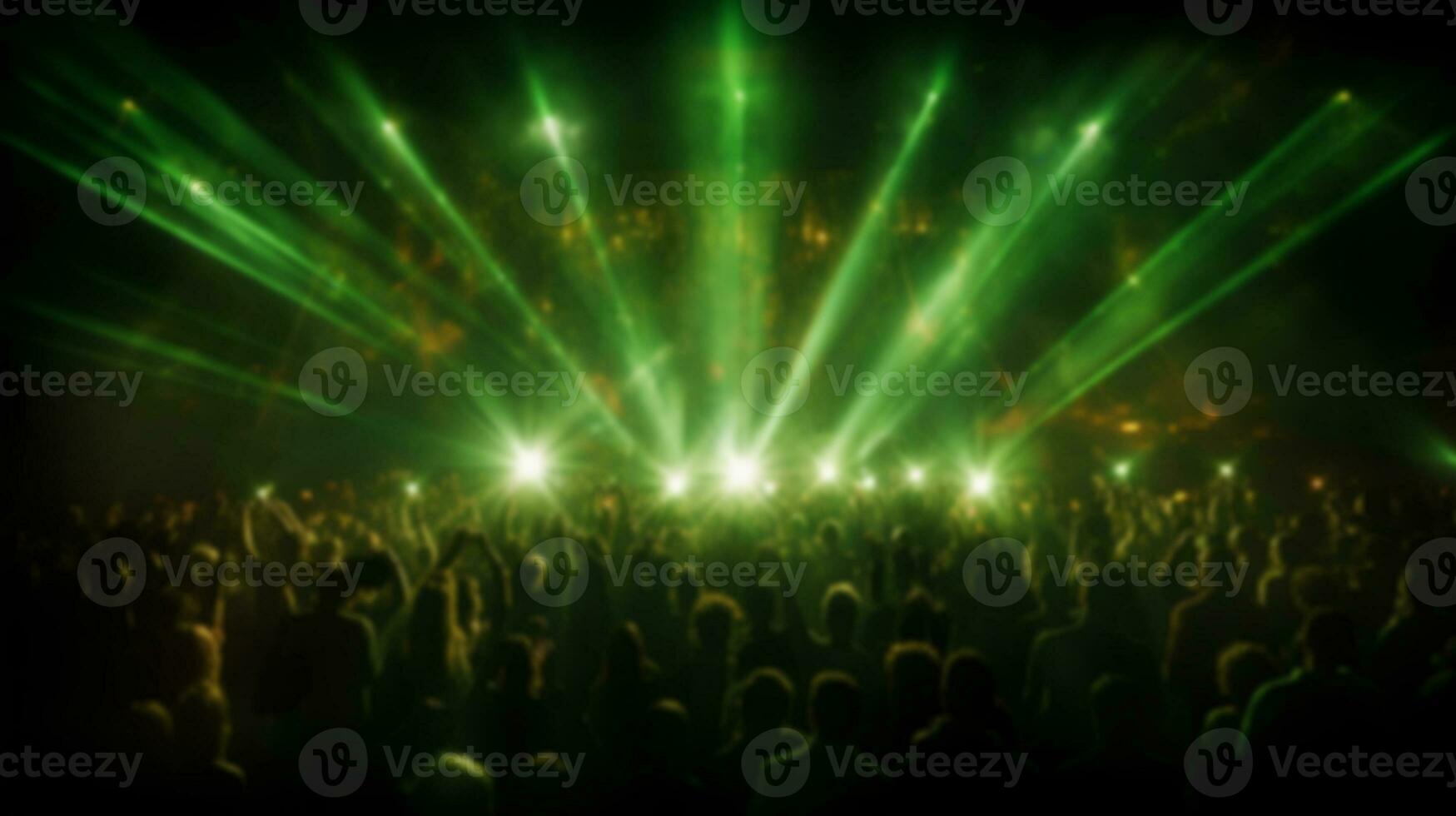 AI generated Blur crowd audience watching live show in concert hall or venue stadium with colorful lighting background photo