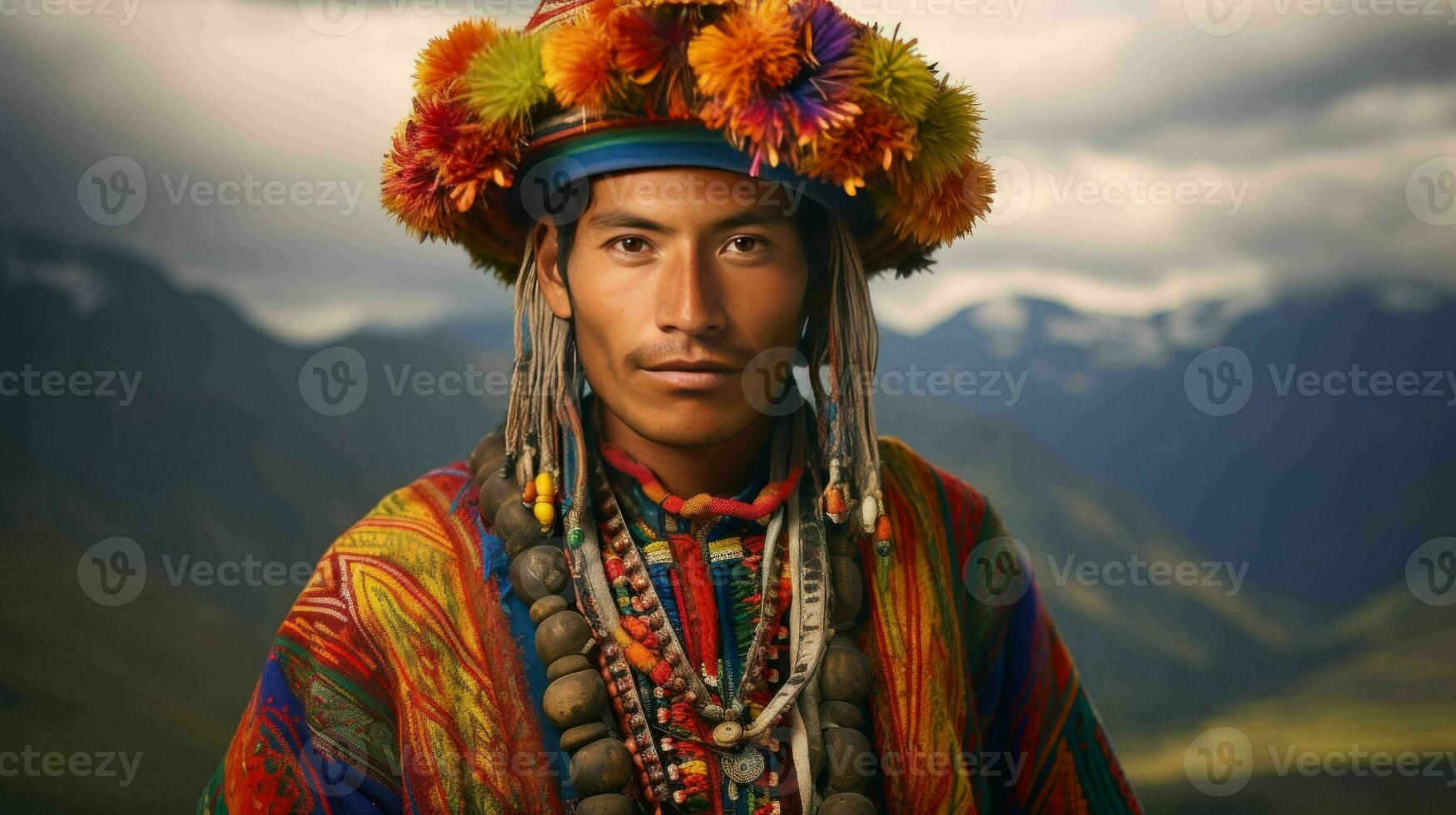 AI generated A Peruvian in Andean attire photo