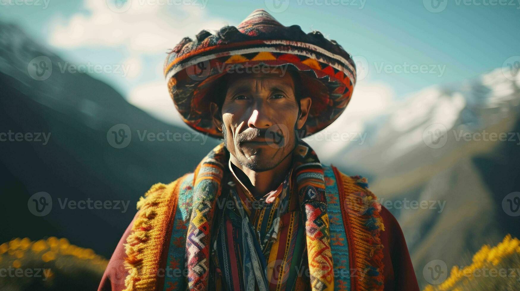 AI generated A Peruvian in Andean attire photo