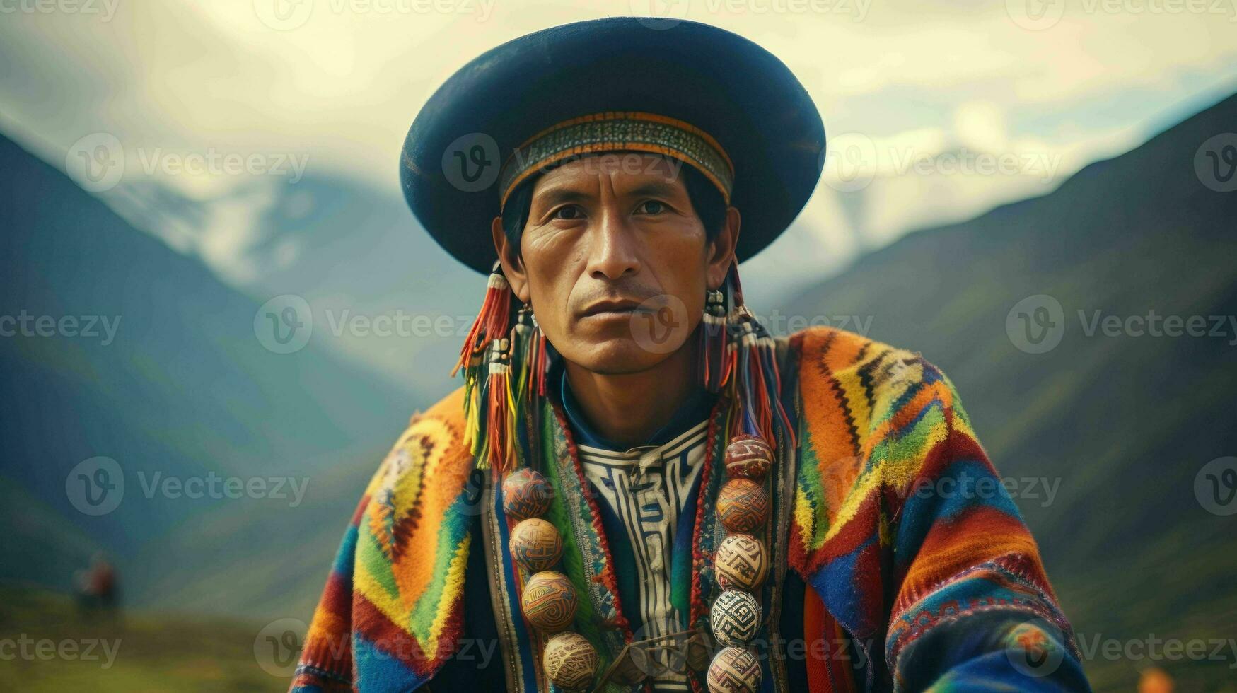 AI generated A Peruvian in Andean attire photo