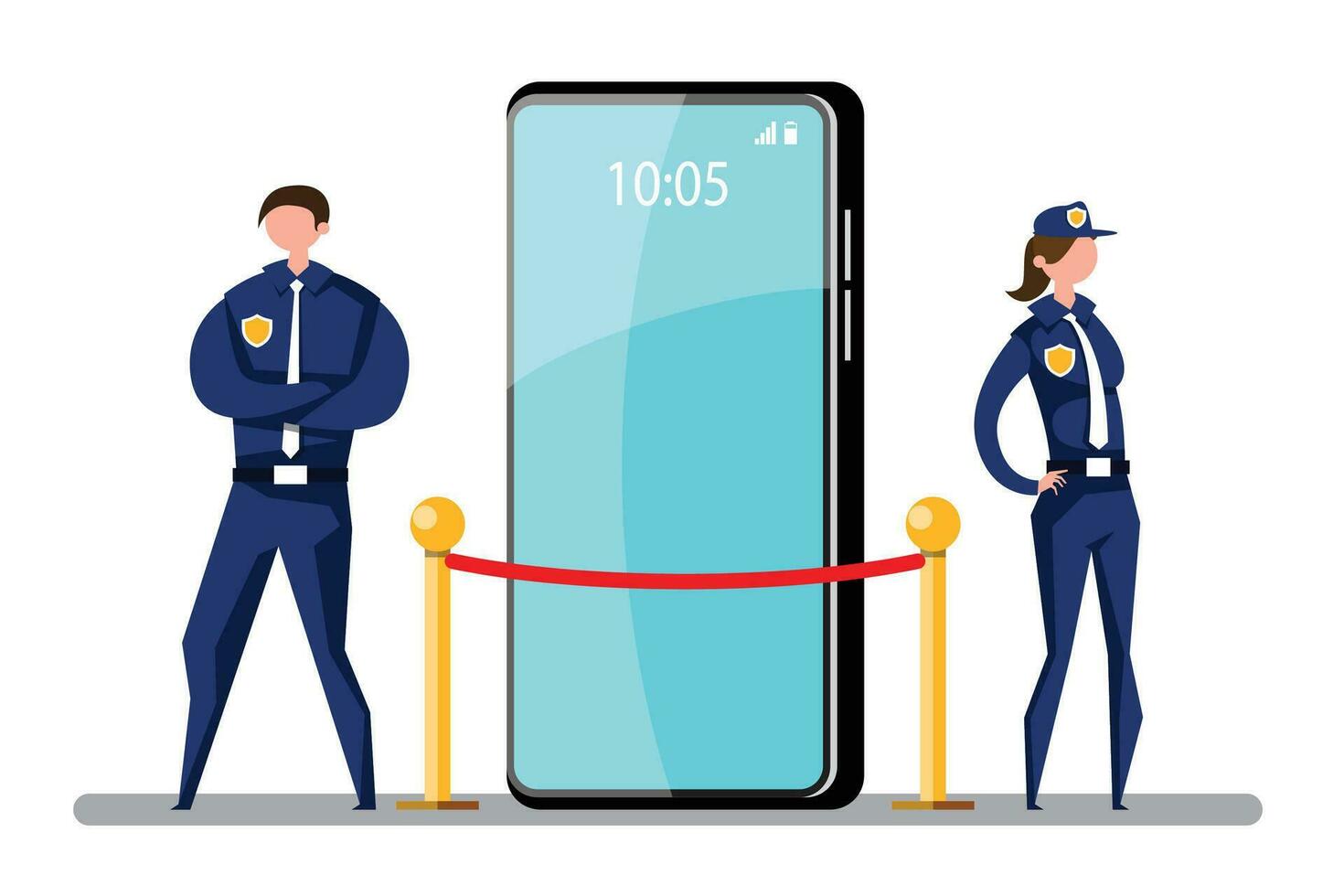 seguridad Guardia proteger móvil teléfono. vector