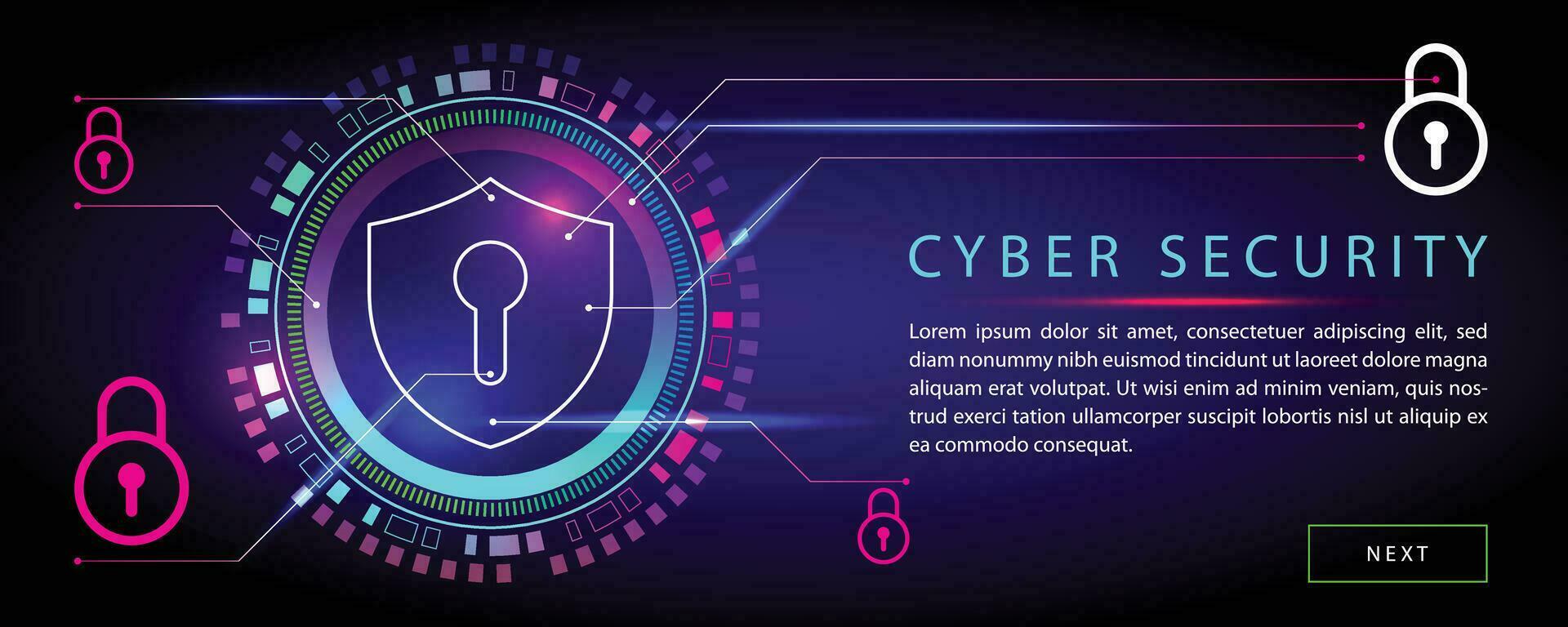 Technology Background Banner, Cyber Security Concept. vector