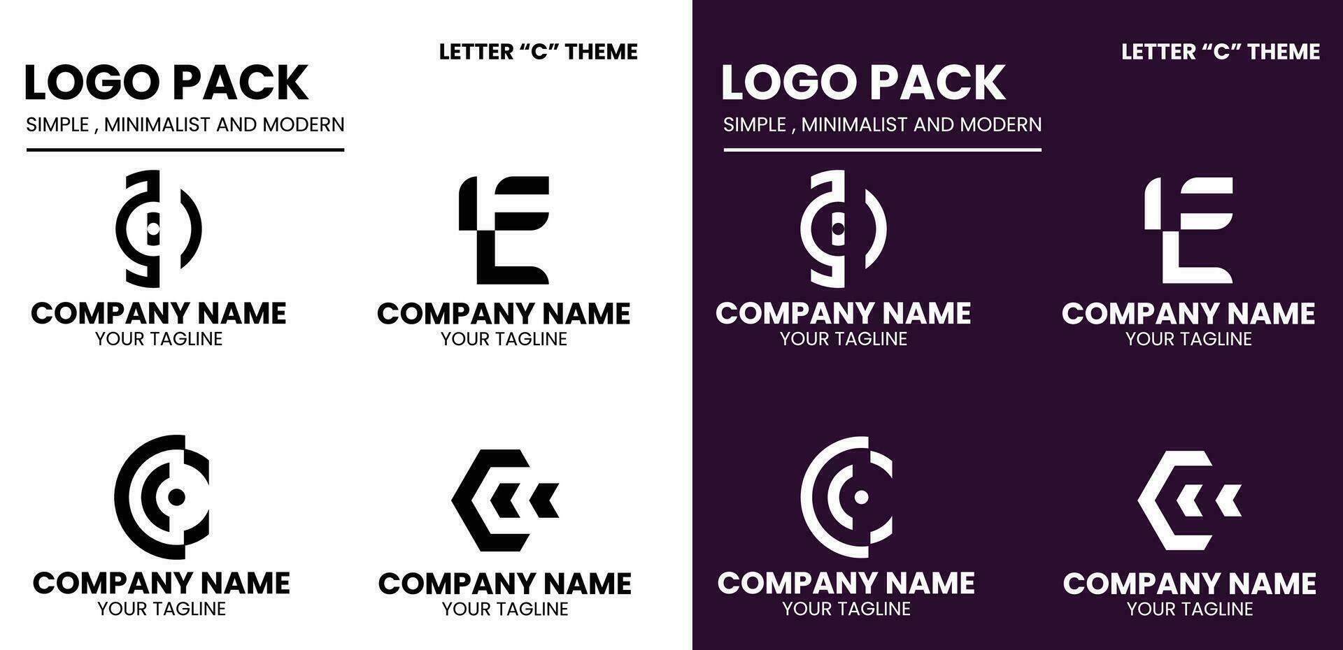 Logo pack with a simple minimalist and modern style with a letter C theme vector